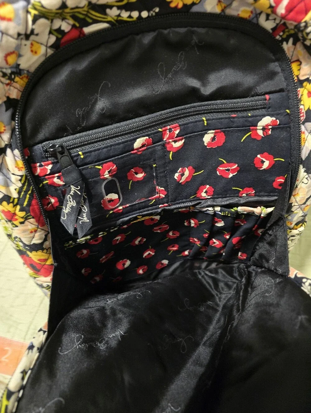 Vera Bradley Black Floral Quilted Backpack Im Poppy Feilds